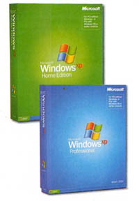 Τα κουτιά των Windows XP Home και Professional Edition